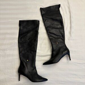 Cole Haan Vandam Over the Knee Leather High Heel Boot Black Size 11